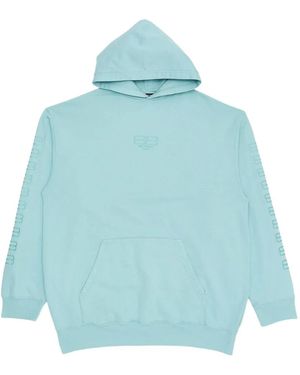 Balenciaga Embroidered-Logo Hoodie - Blue
