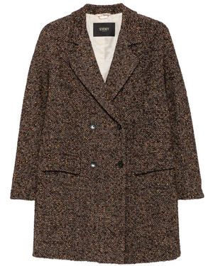 Seventy Herringbone Double-Breasted Coat - Brown