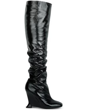 Balmain Thigh-High Wedge Boots - Black