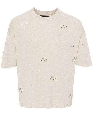 FEDERICO CINA Distressed Knitted T-Shirt - Natural