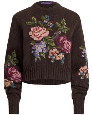 Ralph Lauren Pull En Cachemire À Fleurs Intarsia - Noir