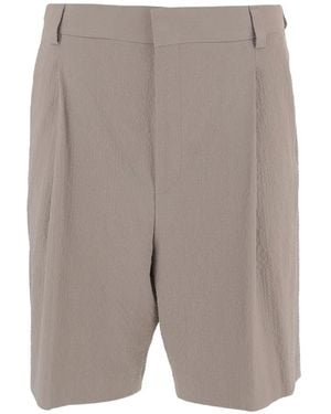 BOSS Pressed Pleated Cotton Shorts - Grey