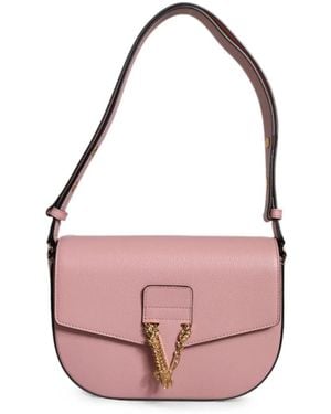 Versace La Greca Grained-Leather Shoulder Bag - Pink