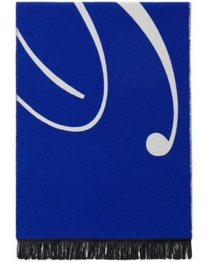 Burberry Logo Wool Scarf - Blue