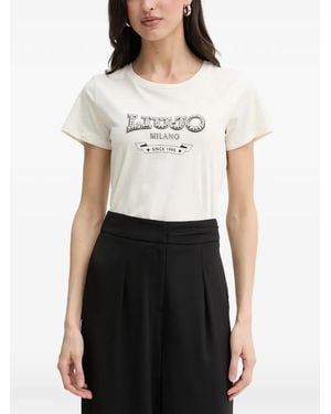 Liu Jo Crystal-Embellished Logo-Print T-Shirt - White