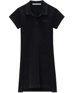 Alexander Wang Crystal-Embellished Polo Mini Dress - Black
