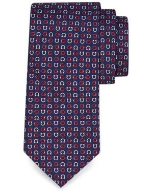 Ferragamo Gancini Print Silk Tie - Blue
