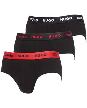 HUGO Logo Hip Briefs - Black