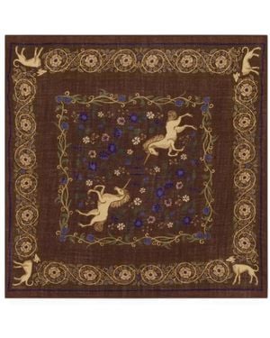 Hartford Foulard Carré Bandana À Imprimé Licorne - Brown