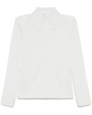 Toga Glossy Contrasting-Collar Polo Shirt - White