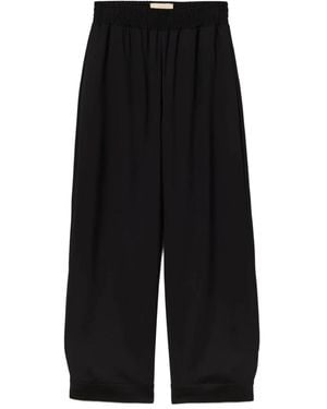 Plan C Cropped Wide-Leg Trousers - Black