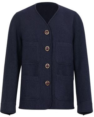 Fortela Buttoned Patch-Pocket Jacket - Blue