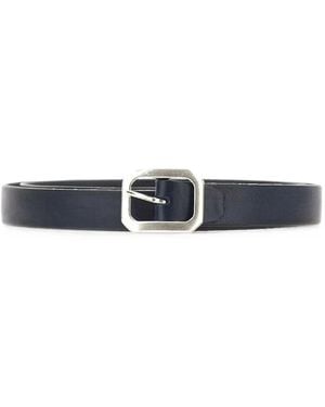 Alberto Luti Square-Buckle Leather Belt - White