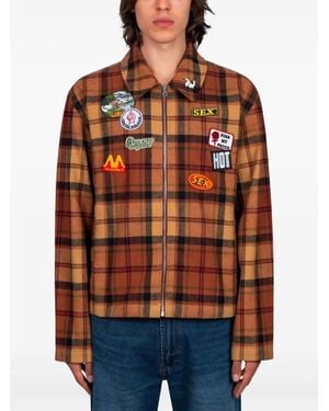 Carne Bollente Karierte Kiss My Patch Hemdjacke - Orange