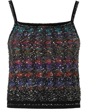 Missoni Sequin-Embellished Striped Top - Black