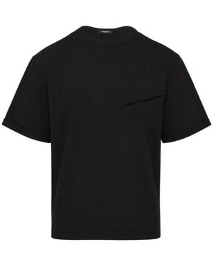 we11done Logo-Patch Pin-Tucked T-Shirt - Black
