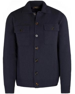 Moorer Cardigan Boutonné Allyn À Poches Plaquées - Blue