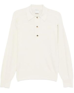 Calvin Klein Helga Long-Sleeve Polo Top - White
