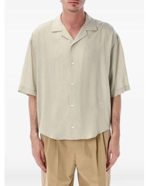 Ami Paris Logo-Embroidered Boxy Shirt - Natural