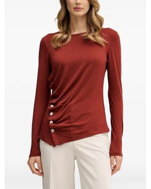 Sisley Button-Detailed Ruched Top - Red