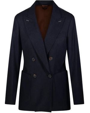 Max Mara Double-Breasted Peak-Lapel Jacket - Blue