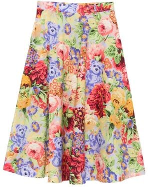 Moschino Falda Con Estampado Floral - Rojo