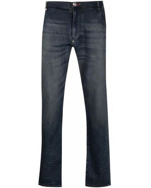 Philipp Plein Elasticated-Waist Straight-Leg Jeans - Blue