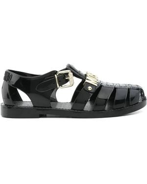 Moschino Jelly Logo-Lettering Sandals - Black