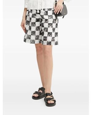 Pinko チェッカー ショートパンツ - ホワイト
