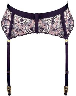 Bordelle Amela Floral-Lace Suspender Belt - Blue