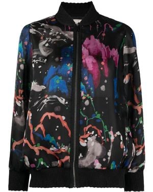 Shiatzy Chen See-Through Printed Silk Jacket - Black