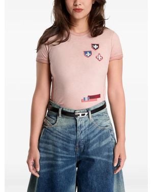 DIESEL T-Shirt Mit Patches Und Microwaffle-Seiten - Blau