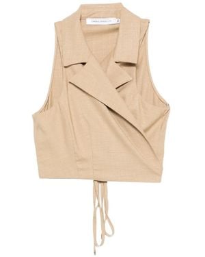 SIMONA CORSELLINI Wrap-Style Cropped Top - Natural