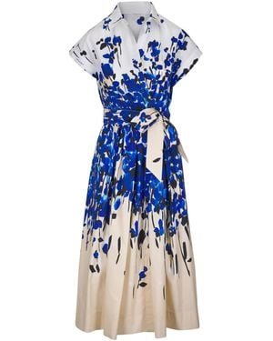 Sara Roka Floral-Print Midi Dress - Blue