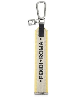 Fendi 1925 Logo-Embroidered Keyring - Metallic