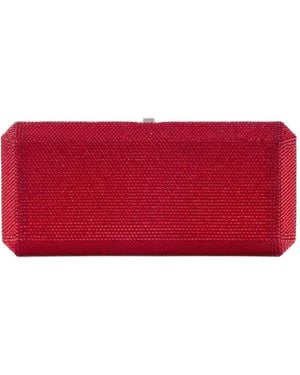 Judith Leiber Slim Rectangle Crystal-Embellished Clutch Bag - Red