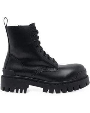 Balenciaga Strike Lace-Up Ankle Boots - Black