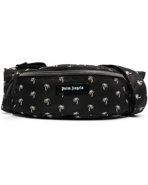 Palm Angels Marsupio nero con stampa palme all over