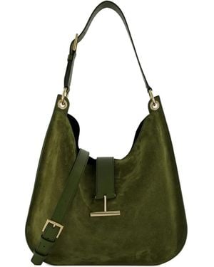 Tom Ford Large Tara Suede Shoulder Bag - Green