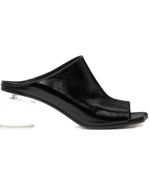 MM6 by Maison Margiela Open-Toe Block-Heel Sandals - Black