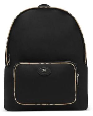 Burberry Check-Trim Backpack - Black