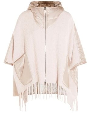 Herno Hooded Fringed Cape - Pink