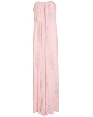 LoveShackFancy Emara Strapless Maxi-Jurk Met Bloemenprint - Roze