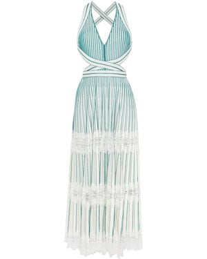 Elie Saab Neckholder-Maxikleid Mit Spitze - Blau