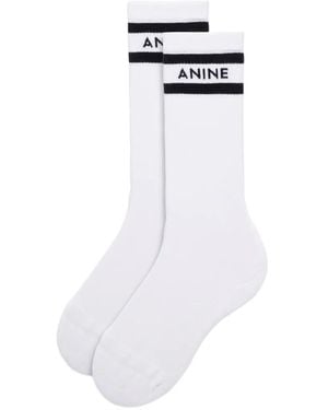 Anine Bing Calzini Sportivi Sully A Righe Bianche E Nere - Bianco