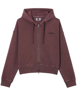 Izzue Logo-Embroidered Zip-Up Hoodie - Purple