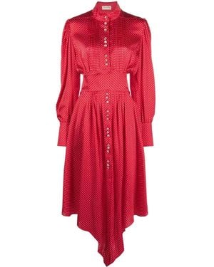 Alexandre Vauthier Asymmetric Polka-Dot Silk Dress - Red