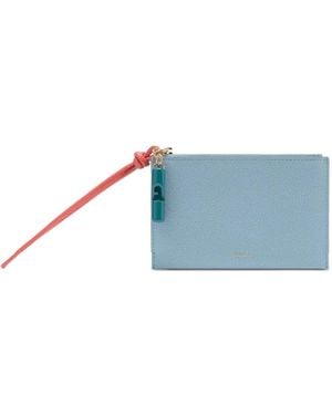 Furla Iride Envelope Zip Leather Clutch Bag - Blue