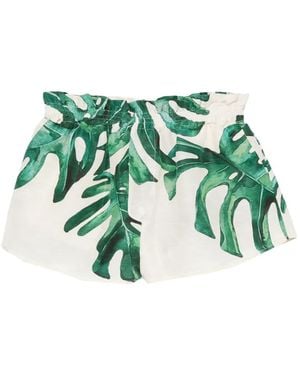 Raquel Diniz Leaf-Print Elasticated Shorts - Green
