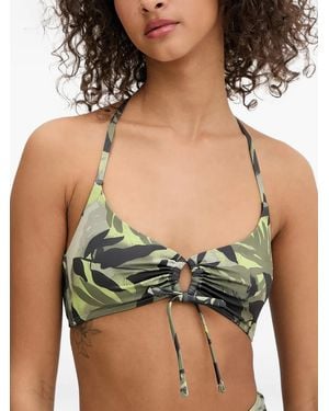 ARMANI EXCHANGE Bikini De Talle Alto Con Hojas Estampadas - Verde